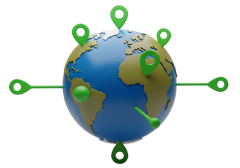 Global Connections and Networking Worldwide Representation with Location Pins