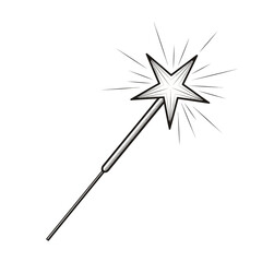 Black and White Star Sparkler Illustration on White
