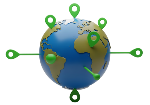 Global Connections and Networking Worldwide Representation with Location Pins