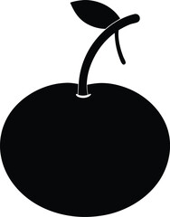 Black Silhouette of Cherry Fruit - Simple Vector Icon and Symbol. Cherry Fruit Symbol - Minimalist Black Silhouette Vector