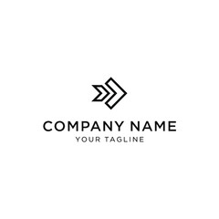 Modern, minimalist logo design featuring two overlapping arrows within a square.