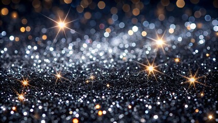 Sparkling glitter and bokeh lights on a dark background