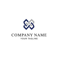 Fototapeta premium Abstract interlocking geometric logo design with company name and tagline placeholders.