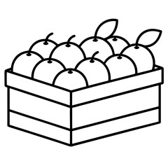 Wooden crate with apples outline vector, a modern crate with apples icon art design, black vector of a crate with apples, simple crate with apples art, a crate with apples isolated
