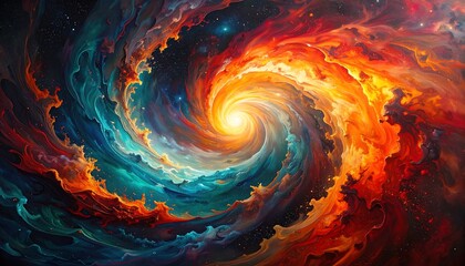 A swirling vortex of vibrant colors in space