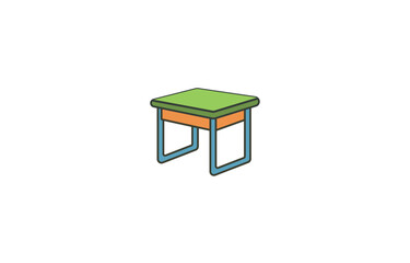 Vector illustration of cartoon school desk