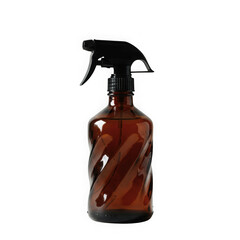 Amber glass spray bottle with black trigger sprayer for essential oils cleaning solutions transparent background
