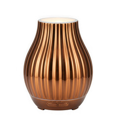 Elegant copper aroma diffuser with vertical ribbed design for home aromatherapy and ambiance transparent background