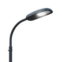 Modern led street lamp illuminating the night with bright white light transparent background