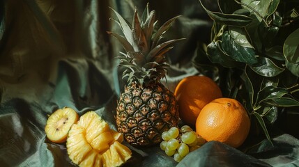 Fresh tropical fruits lifestyle culinary photography composition organic produce background design