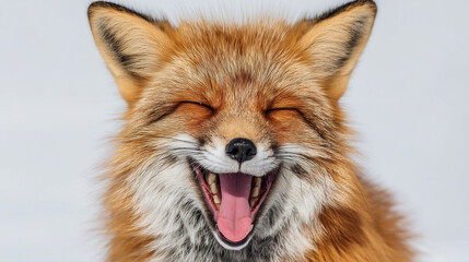 Fototapeta premium Smiling red fox with bright fur lounging happily in a natural setting during daylight hours Generative AI