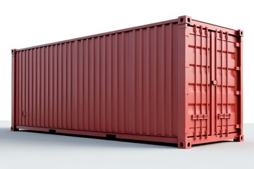 Fototapeta premium Shipping container isolated on white background. Industrial design, cargo storage, and transportation concept. global trade, logistics, freight shipping, and export import business