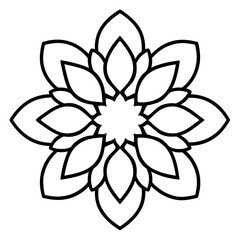 Floral mandala outline vector, a modern mandala icon art design, black vector of a floral mandala, simple floral mandala art, a mandala isolated