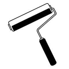 Paint roller brush outline vector, a modern paint roller brush icon art design, black vector of a paint roller brush, simple paint roller brush art, a paint roller brush isolated