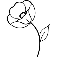 Flower outline vector, a modern flower icon art design, black vector of a flower, simple flower art, a flower isolated