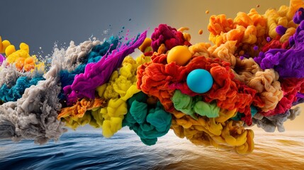 Colorful powder explosion lifestyle decorative inspiration modern artistic photography composition stylish arrangement design concept