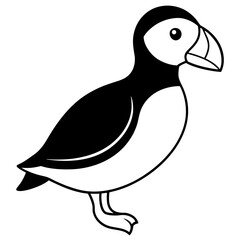 Puffin outline vector, a modern puffin bird standing icon art design, black vector of a puffin bird outline, simple puffin bird art, a set of puffin bird icons isolated