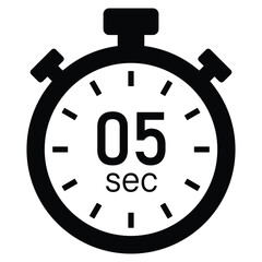 5 seconds timer icon. stopwatch icon with 5 seconds timer. clock face timer icon. countdown sign for app, ui and website. time management symbol. vector illustration on transparent background.