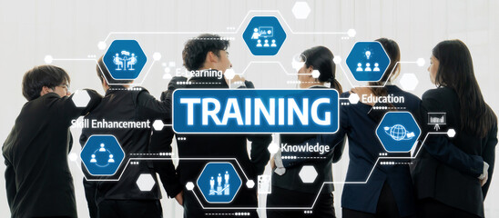 A professional training workshop showcasing a diverse group of individuals focused on skill...