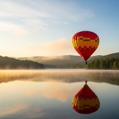 Balon Udara di Atas Danau
