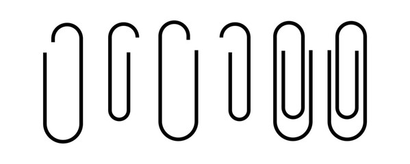 A simple, clean graphic of different sizes of paperclips.