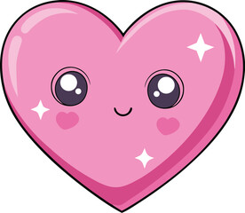 Adorable Pink Kawaii Heart with Sparkles love cute