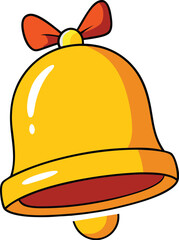 Cartoon Yellow Bell with Red Bow and Clapper vector