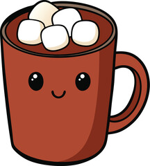 Kawaii Hot Chocolate Mug with Marshmallows cocoa drink