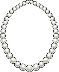 Oval Pearl Necklace Border on White Background jewelry
