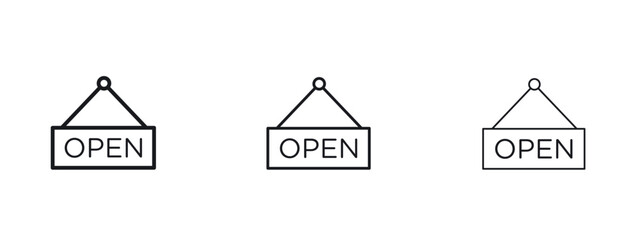 Open sign logo vector template. Simple style icons