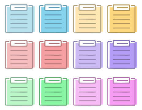 Conjunto vetorial de post-its em estilo flat, colorido