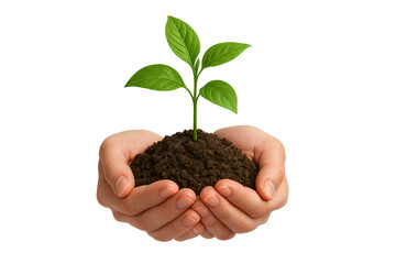 hands holding a plant
