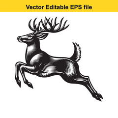 Fototapeta premium Jumping deer illustration isolated on white background