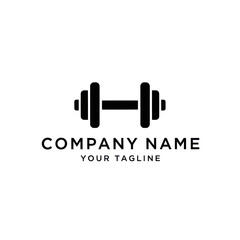 Simple black dumbbell logo design for fitness company.