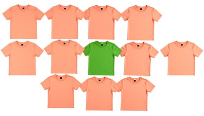 Plain t-shirts, assorted colors, one green