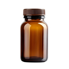 Brown capped medicine bottle isolated on transparent background