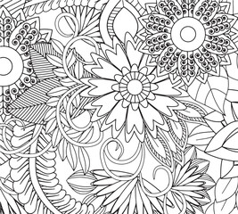 Vector illustration flowers coloring pages for kdp 