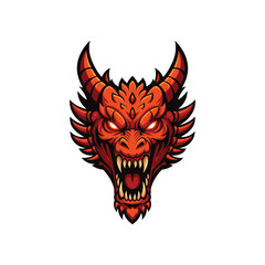 Naklejka premium Intense red dragon head illustration for fantasy and design projects.