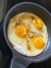 fried egg in a frying pan