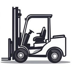 Fototapeta premium A minimalist vector illustration of a forklift truck in monochrome palette