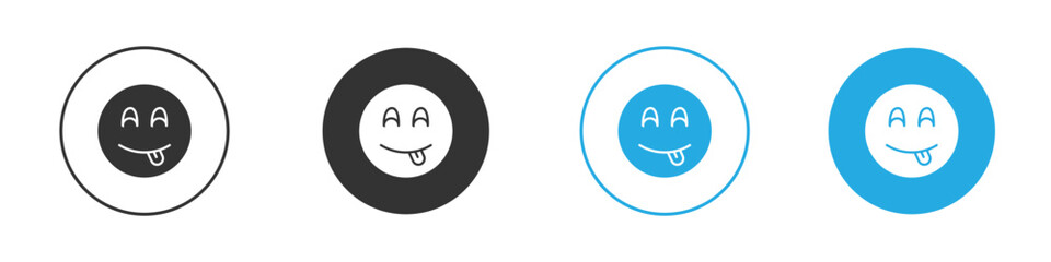 Yummy smile emoji icon vector design pack. symbol logo.