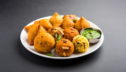 Plate of Indian street food