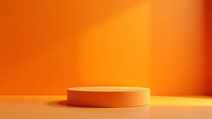 sleek modern halloween product display sits atop vibrant orange background illuminated soft natural light highlights