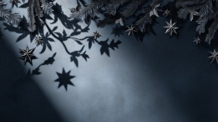 Dark gothic christmas background with mysterious shadows for festive design and decoration