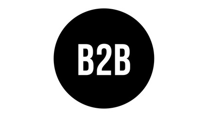 B2B business to business, text, glowing white lettering on a black circle on an isolated background, B2B financial business concept, abbreviation, acronym, wallpaper. 3D render