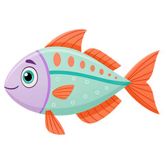 Cute cartoon fish isolated on transparent background