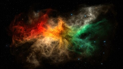 Obraz premium A nebula with red, orange, yellow, green, and blue colors.