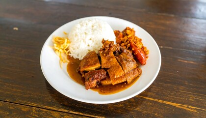 Plate of rice and duck dish