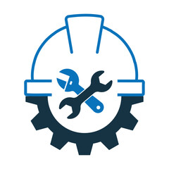 Construction logo. construction work safety vector logo. construction worker protection logo with check mark and worker helmet. safety work logo design vector template.