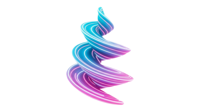 Abstract Spiral: Teal, Purple, and Pink Swirling Design Element